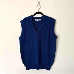 Herar Dark Blue Cable Knit Vest - Size L